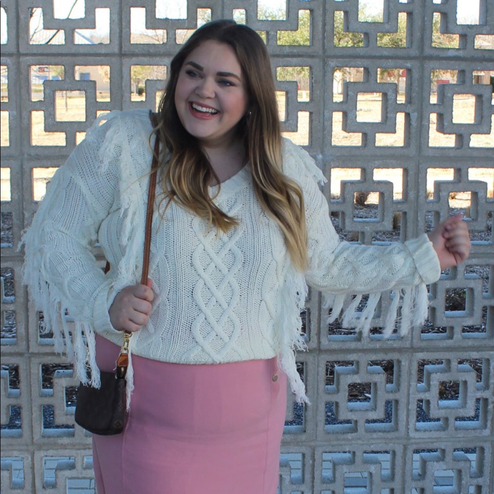 White Fringe Sweater